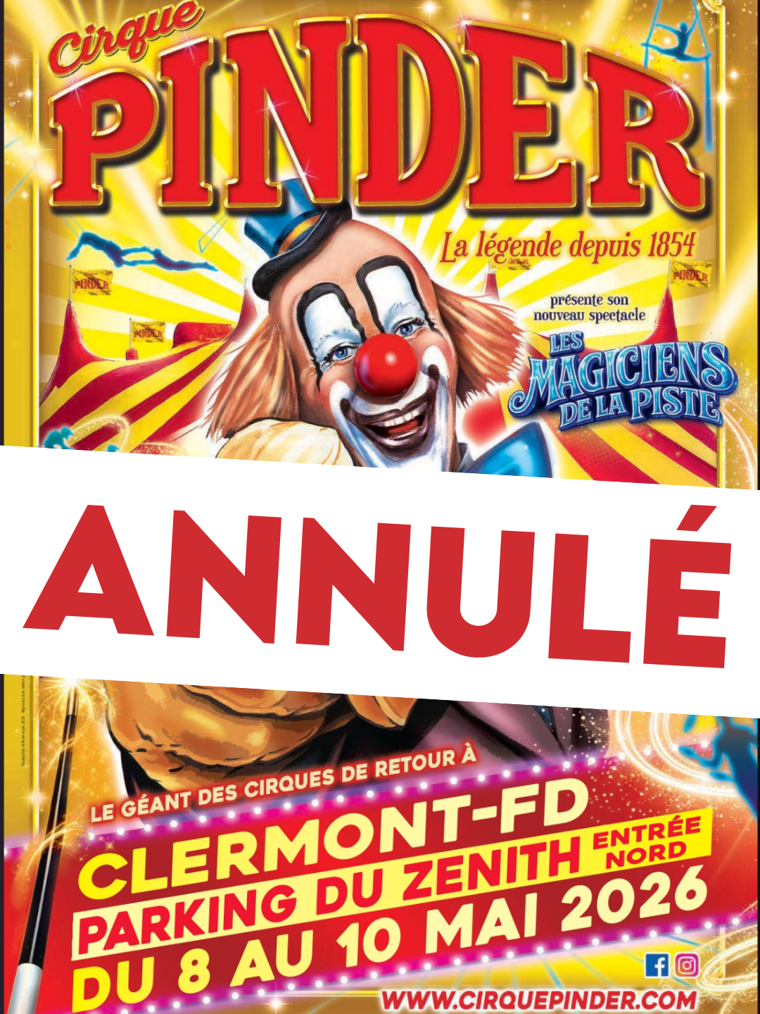 cirque pinder annulé 